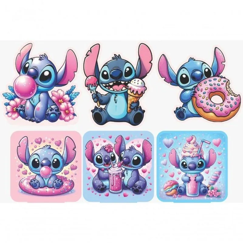 Kit Display De Mesa 6 Peças Para Festa Stitch (sorvete) Md