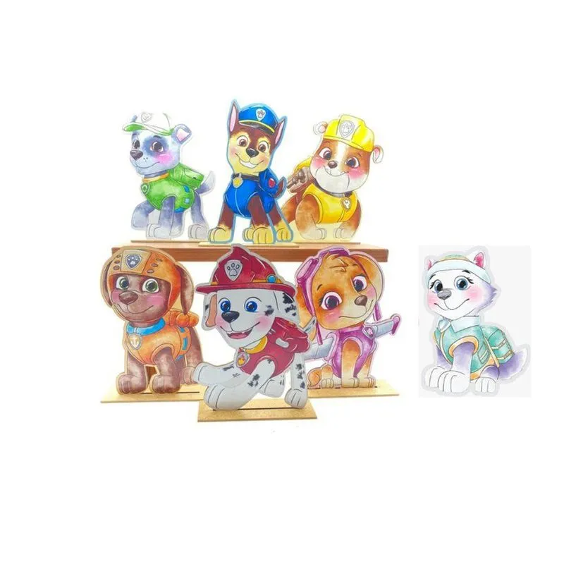 Kit Display De Mesa 30 Pçs Festa Patrulha Canina + Everest Aquarela Mdf
