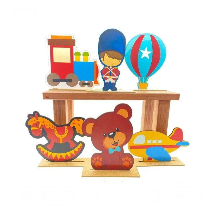 Kit Display De Mesa 12 Peças Para Festa Brinquedos 10 Cm Mdf