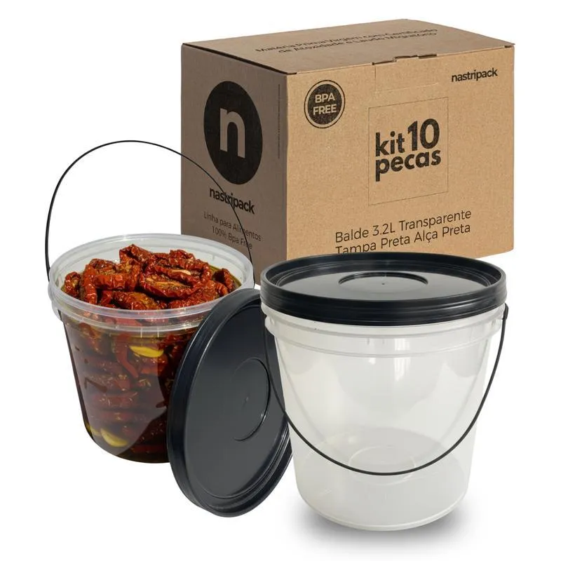 Balde 3.2l Transparente Guardar Café Solúvel - 10 Pçs