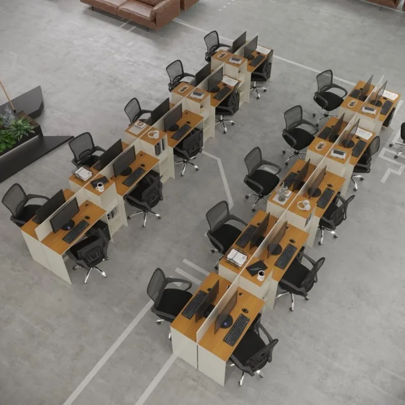 Estação De Trabalho 20 Lugares Tech Office 20 Mesas 16 Armár - Off White E Cedro Off White E Cedro