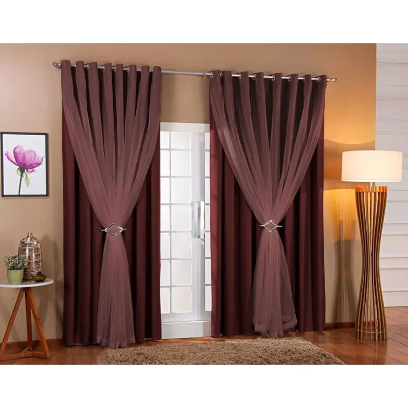 Cortina Voil Blackout 6,00x2,60 Marrom
