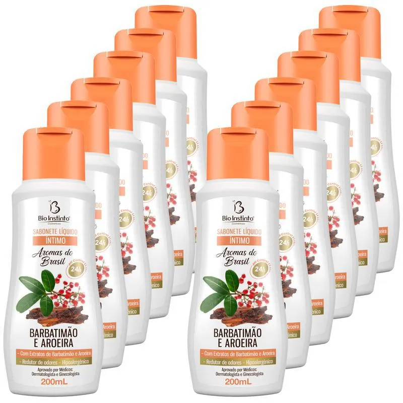 Barbatimão E Aroeira Sabonete Líquido 12x200ml Bio Instinto