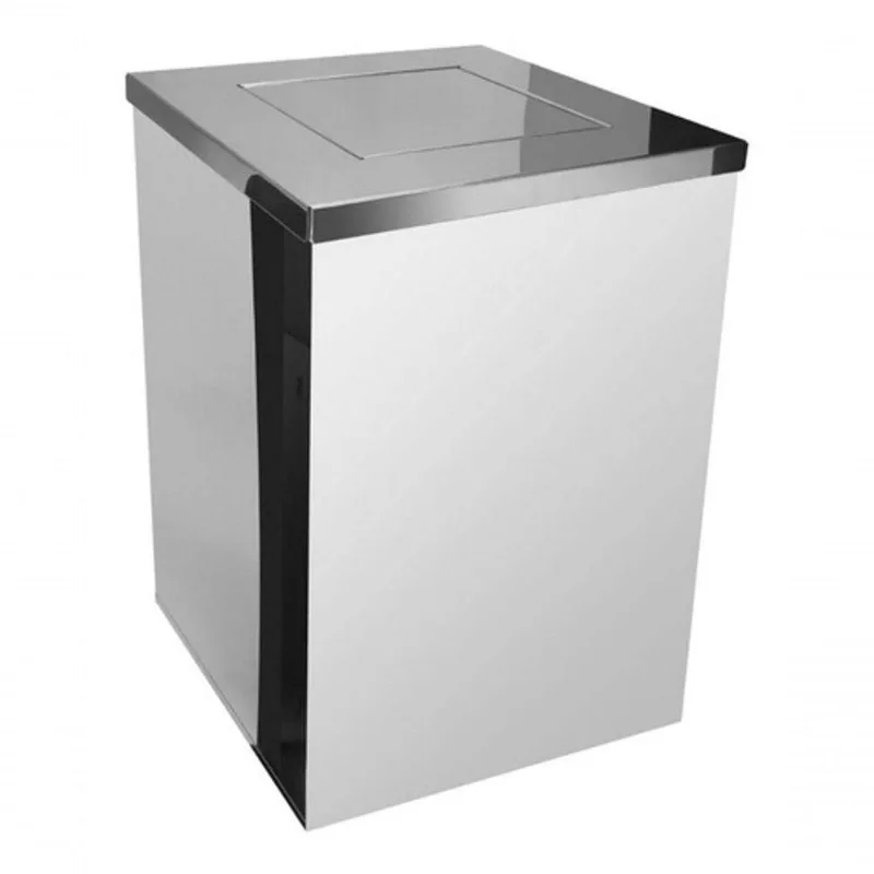 Lixeira Inox Quadrada com Tampa Vai-vem 100L em Aço Inox Inox