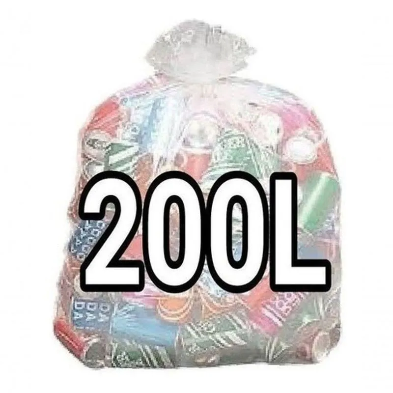 Saco Para Lixo Transparente Reforçado Pesado 200l 90x110cm Fardo Com 100 Unidades Higipack
