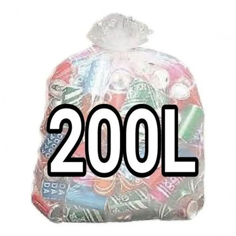 Saco Para Lixo Transparente Reforçado 200l 90x110cm Com 200 Unidades Para Lixo Médio Pesado Higipack