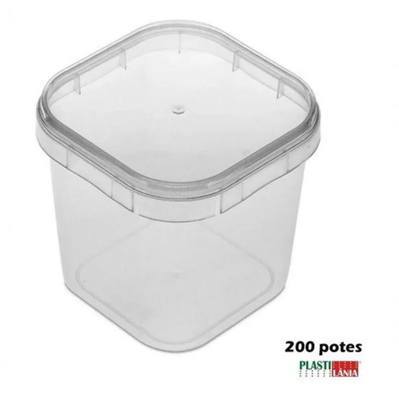 Pote Plástico para Alimentos Quadrado 220ML com Tampa e Lacre para Bolo no Pote Transparente Pacote 200 Unidades Pote Plástico para Alimentos Quadrado 220ML com Tampa e Lacre Transparente Pacote 200 Unidades