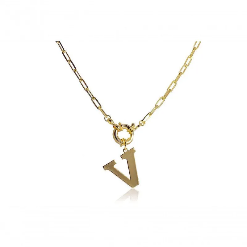 Colar Floratta Joias de Letras Banhado em Ouro 18K 50CM Dourado