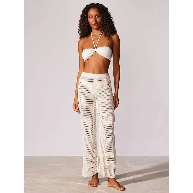 Calça Reta em Tricot Cannes OFF WHITE M