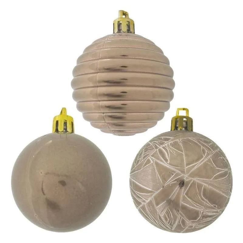 Bola De Natal Rose Gold Kit Mista 5cm - 20 Unidades