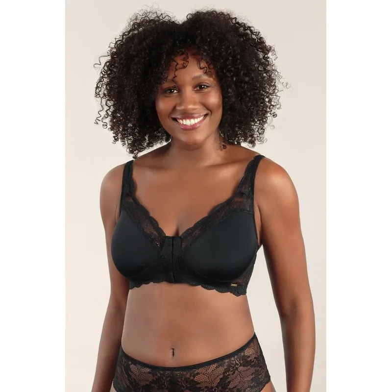 Sutiã Com Fecho Frontal Power Renda Preto Preto - 52