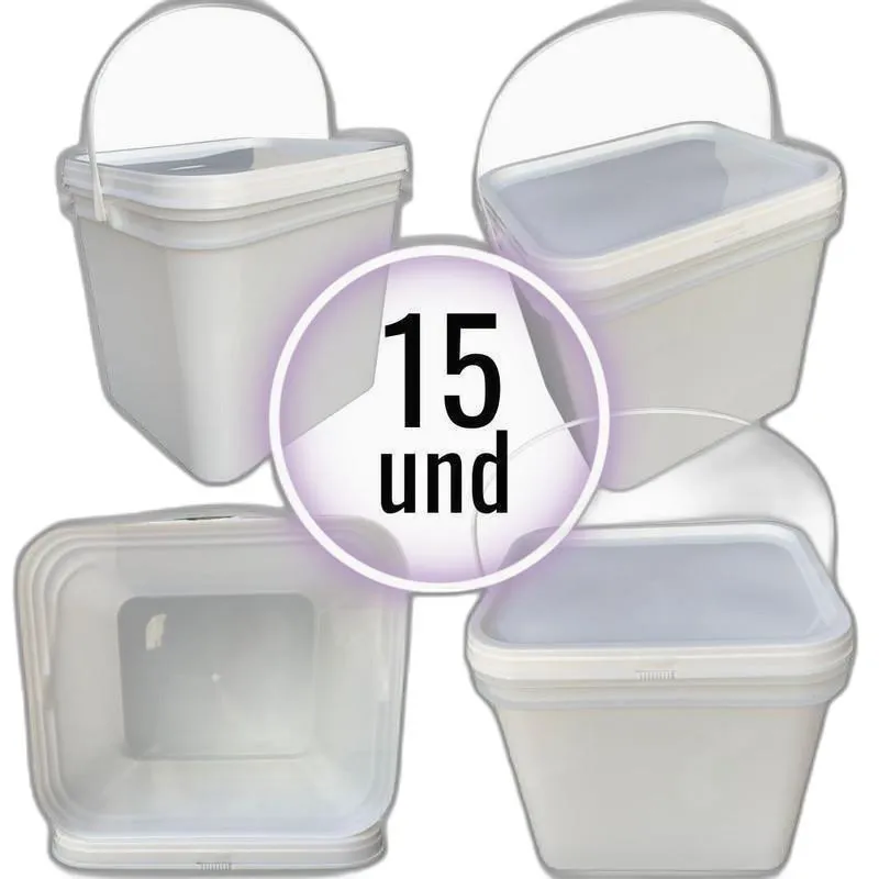 Balde Retangular 3.6l Para Estocar Insumos - 15 Pcs