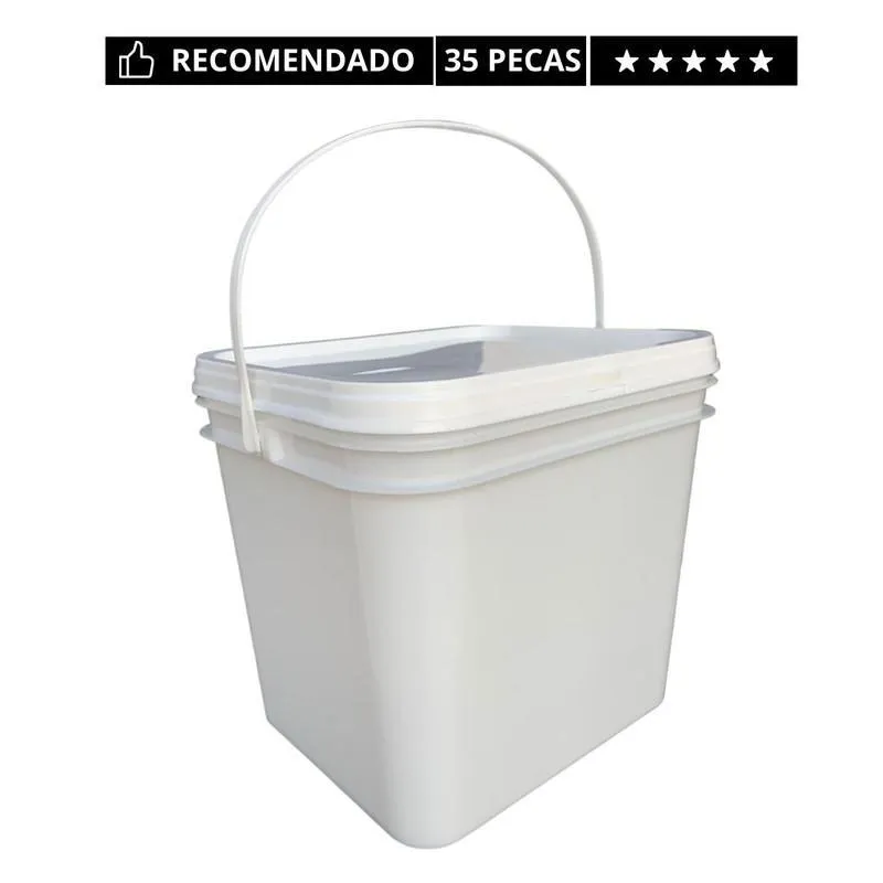 Balde Retang 3.6lts C Alça Plástica -35 Pçs