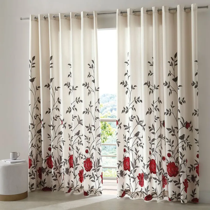Cortina Translúcida Döhler Tais Floral Vermelha 3,00x2,50m Cortina Translúcida Döhler Tais Floral Vermelha 300x250cm