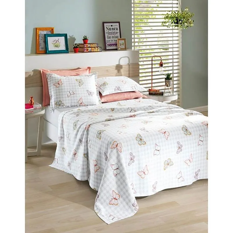 Colcha / Cobre Leito King Piquet Favo Estampado 2,50m X 2,80m - Dohler Vanda