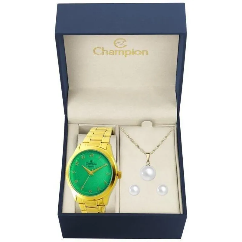 Relógio Champion Feminino Cn27723e Dourado + Semijóia