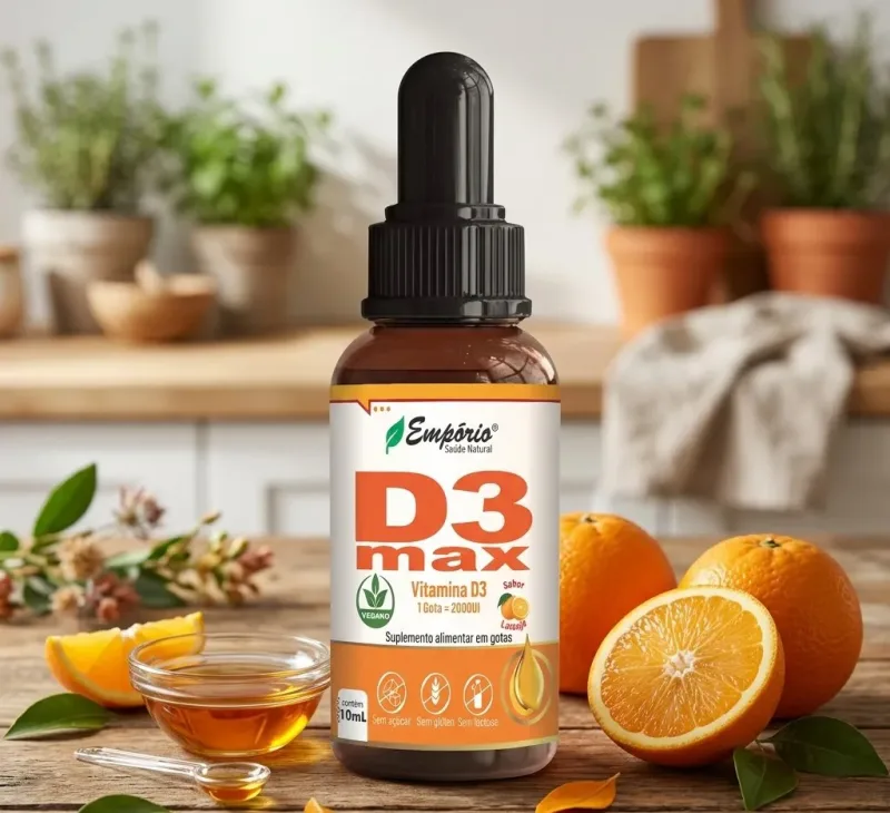 Vitamina D3 Max em Gotas 10ml - Sabor Laranja