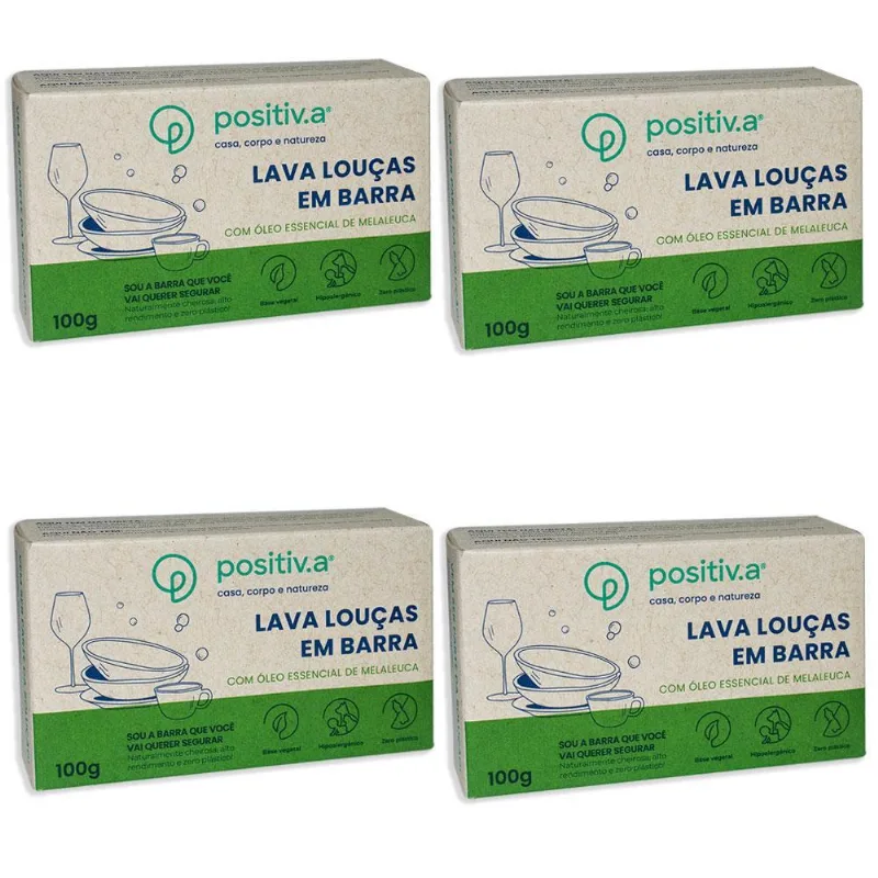 Lava Louças Em Barra Melaleuca 100g Positiv.a - Combo 4 Und.