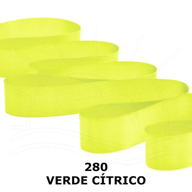 Fita de Cetim Nº 09 38mm com 10 Metros - Fitas Progresso 280 - verde cítrico