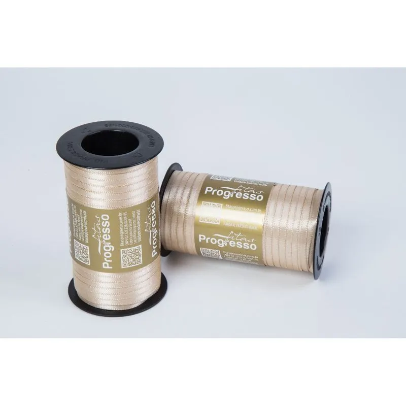 FITA DE CETIM DUPLA LISA PROGRESSO 4MM COM 10 METROS 610 - Bege