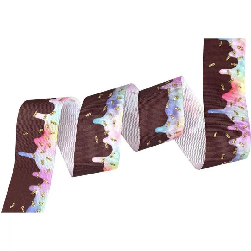 Fita de Cetim Decorada 38mm 10m. Tema Doces Glitter