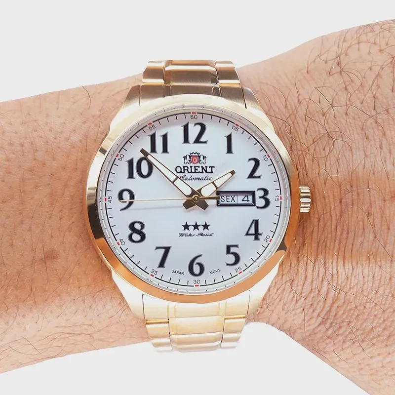 Relógio orient masculino Automático dourado 469GP074F S2KX