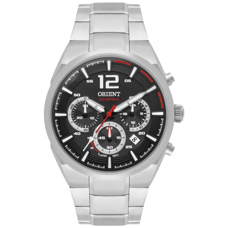 Relógio Orient Masculino P2sx Solar Cronógrafo Prateado