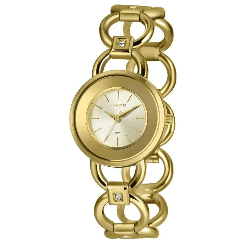 Relógio Lince Feminino C1kx Bracelete Dourado