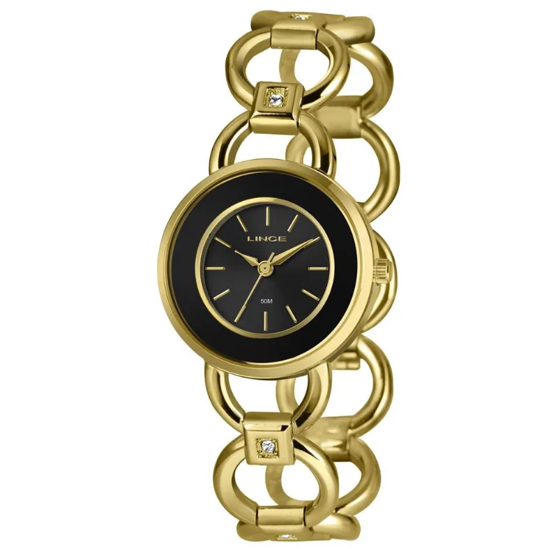 Relógio Lince Feminino P1kx Bracelete Dourado