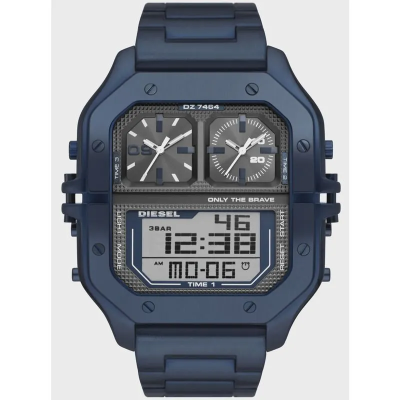 Relógio diesel Clasher masculino anadigi azul DZ7464B1 G2DX