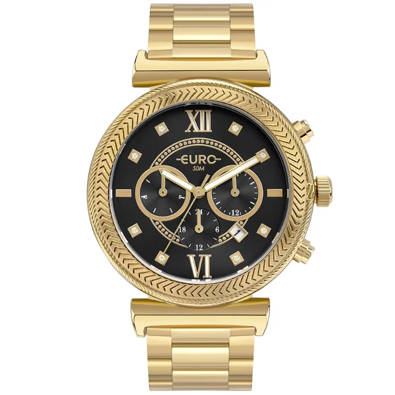 Relógio Euro Feminino Big Case Dourado - EUJP25AV/4P Relógio Euro Feminino Delux Dourado - EUJP25AV/4P