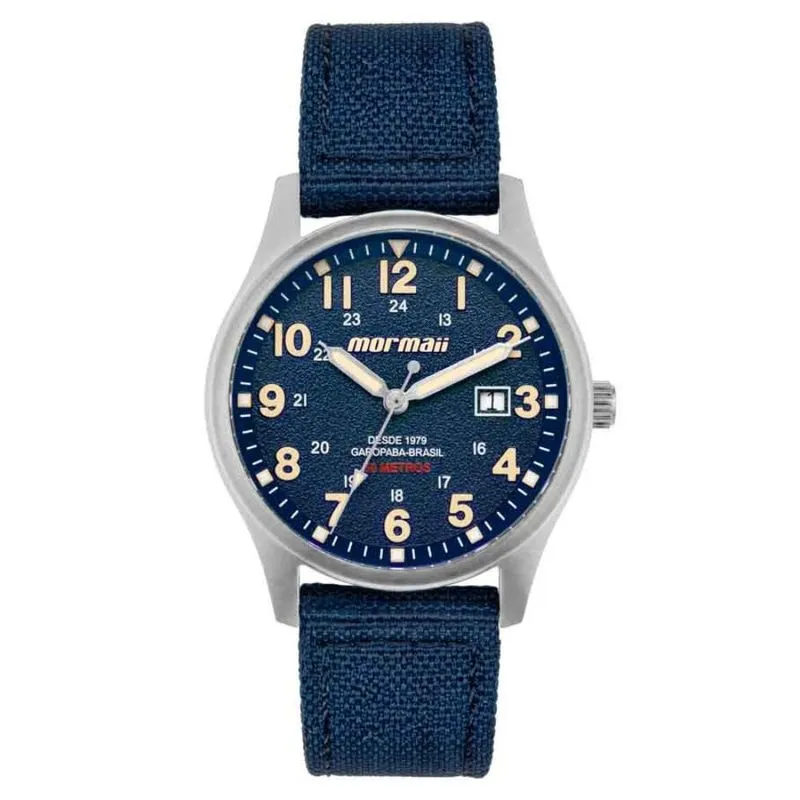 Relógio Mormaii Masculino Steel Basic Aço Prateado/Azul