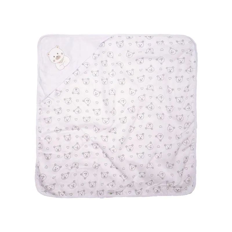 Toalha de Banho Bublim com Capuz Plush Forro em Fralda 100% Algodão Branco Incomfral Toalha de Banho Bublim com Capuz Plush Forro em Fralda Branco Incomfral