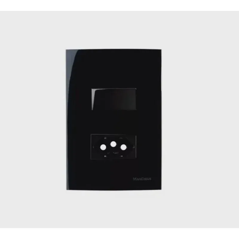 Conjunto Interruptor Paralelo + Tomada 10A 4x2 Preto Ebony Clean MarGirius