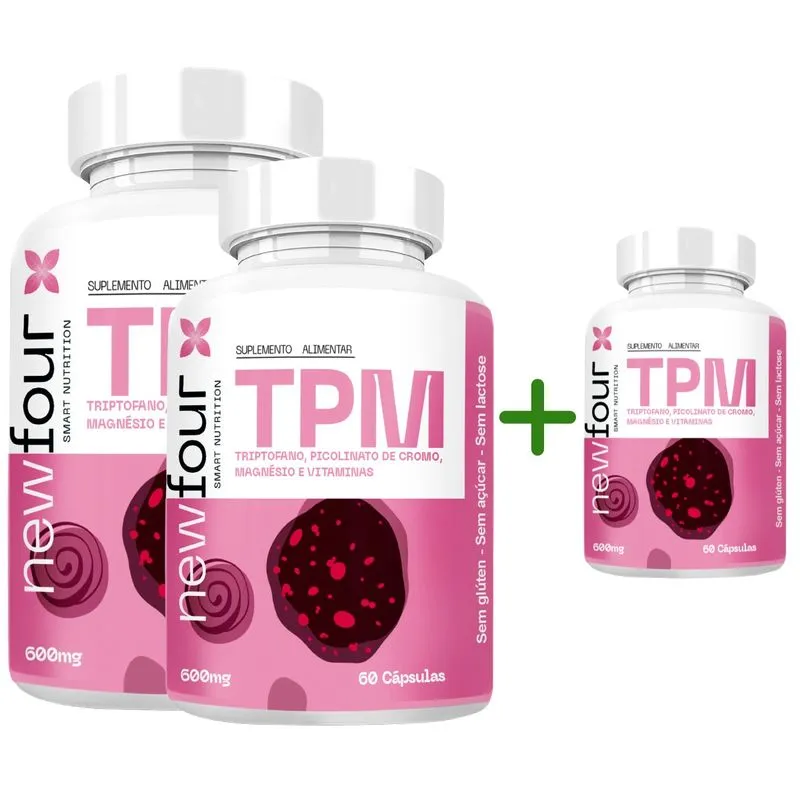 TRIPTOFANO + PICOLINATO DE CROMO + BISGLICINATO DE MAGNÉSIO + VITAMINA B6 + INOSITOL COMPRE 2 LEVE 3 TOTAL DE 180 CAPS