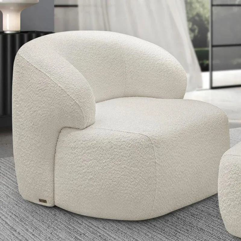 Poltrona Decorativa Fixa Orgânica Para Sala Living Barolo L06 Bouclê Branco - Gtdnexxus Branco