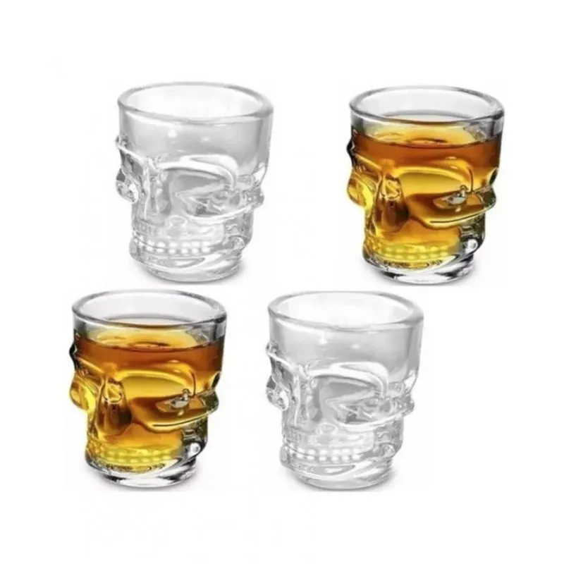 Jogo Licoreira Garrafa 4 Copos Shot Caveira - Yz