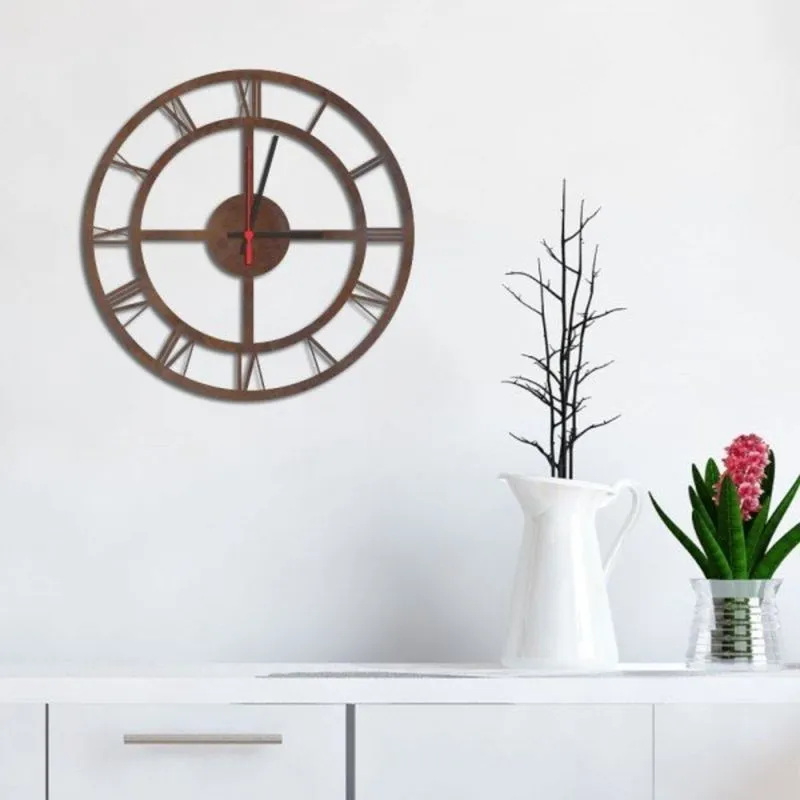 Relógio de Parede Decorativo Premium Números Romanos Vazado Corten