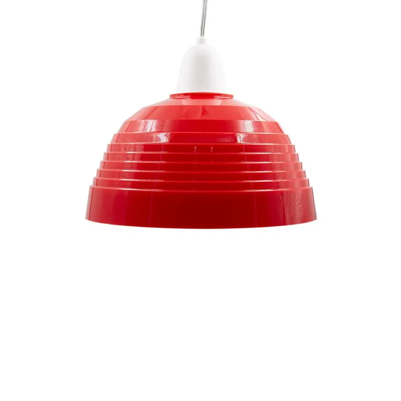 Luminária Pendente Meia Lua Esfera Teto Polyutil Vermelha