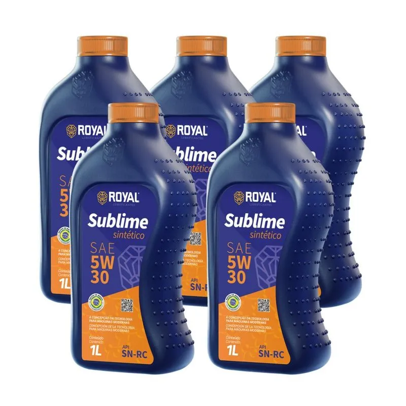 Kit 5 Litros Troca Óleo Motor Sublime Royal 5w30 Sintetico