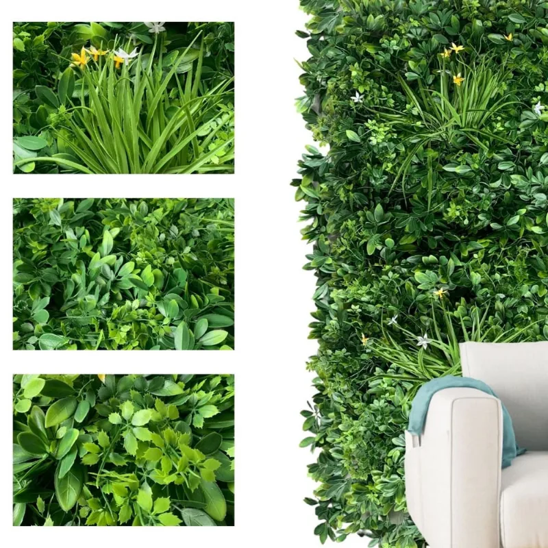 3 m² de Painel parede de plantas artificiais folhagens mista design exuberante de fácil instalação placas com 100% de cobertura decoração exclusiva vegetação efeito tridimensional