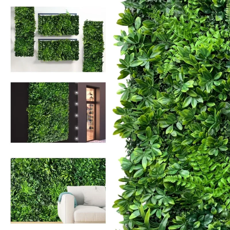 3 m² tapete de parede artificial com plantas artificiais volumosas para muro inglês parede verde e jardim vertical artificial aparência 3D toque realista sem precisar preparar o local cobertura 100%