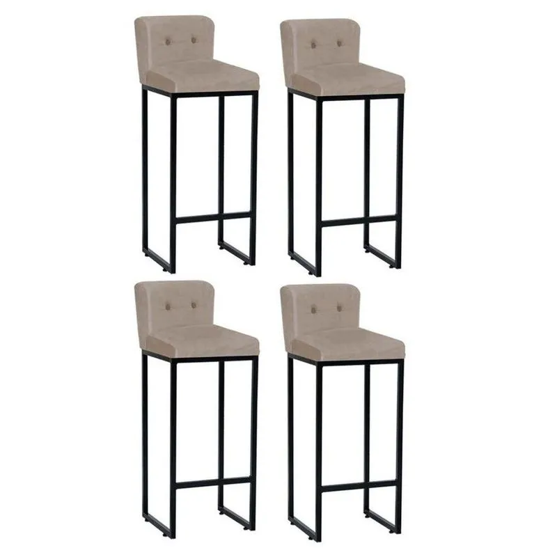 04 Banquetas Suede Bege Preto