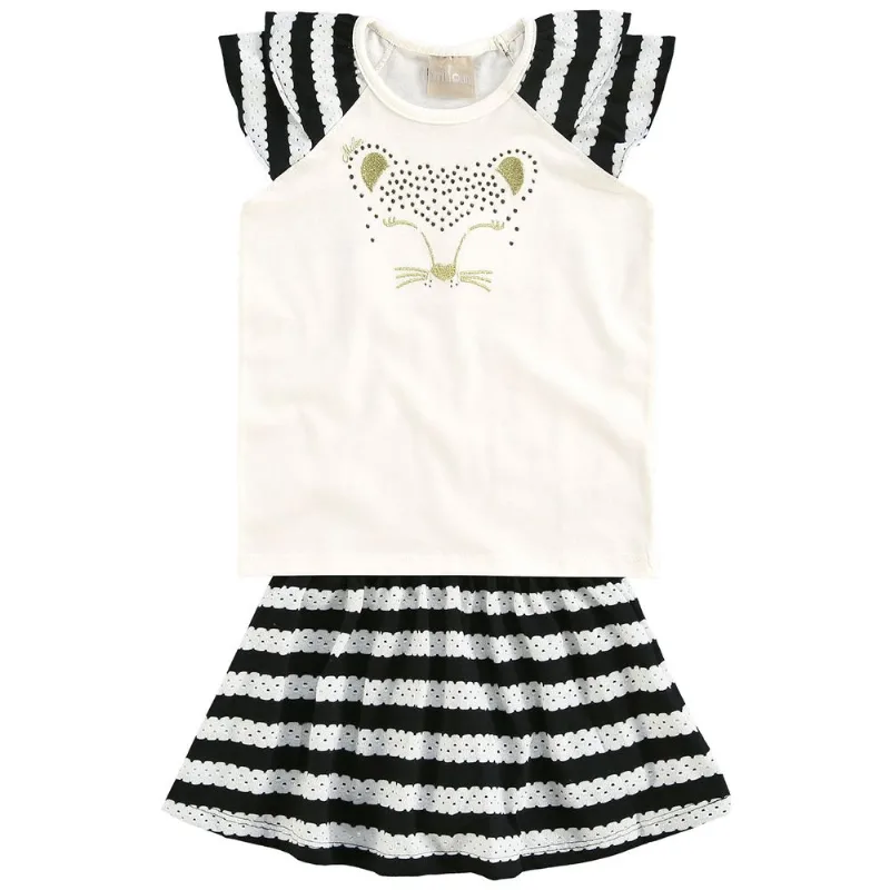 Conjunto Infantil Feminino Blusa + Saia Milon 10801.0452.4