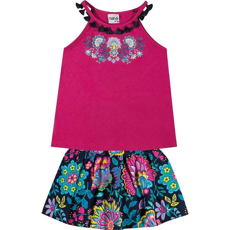 Conjunto Infantil Feminino Blusa + Saia Nanai 600041.40007.8