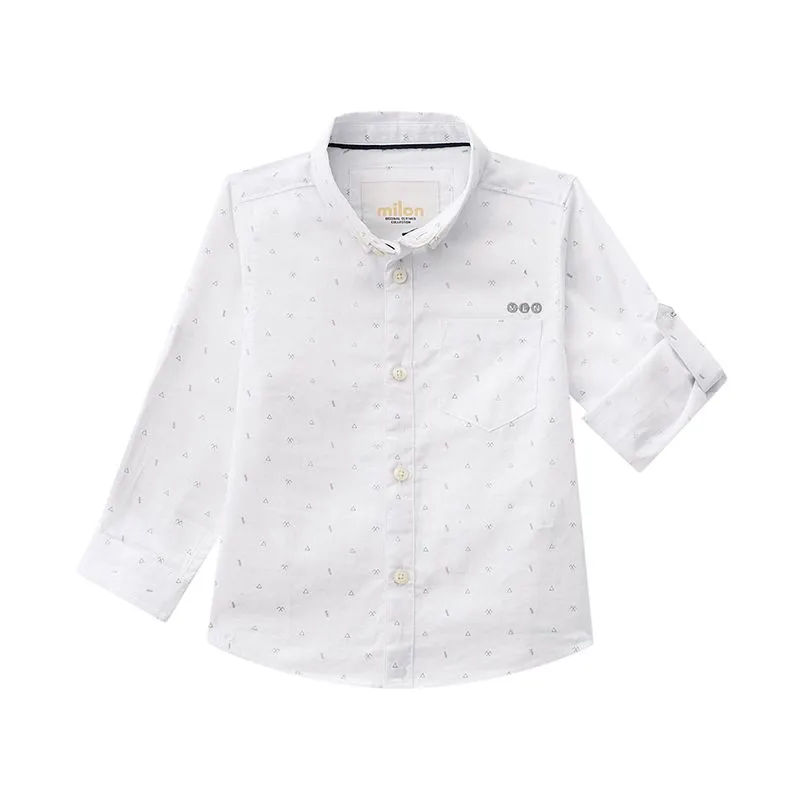 Camisa Milon Bebê Menino Meia Estação com Estampa Minimalista P/G - 11451-BRANCO-PB