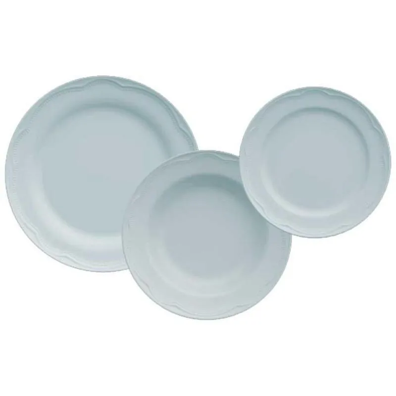 Jogo De Pratos 18 Pçs Germer Porcelana Azul Vintage Cottage