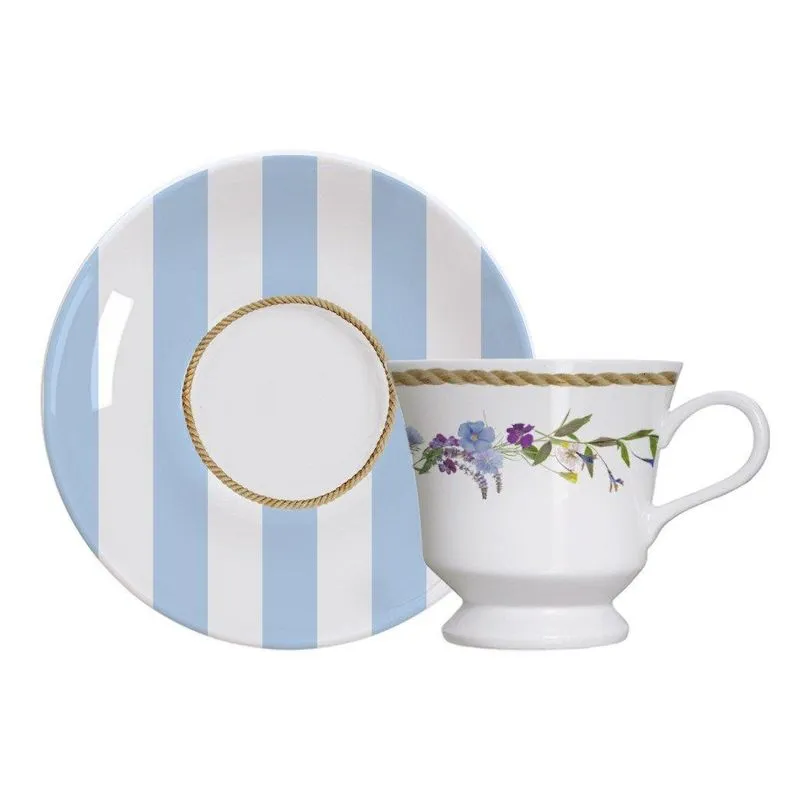 Xícara De Chá Porcelana Capri Floral Chic Individual Germer