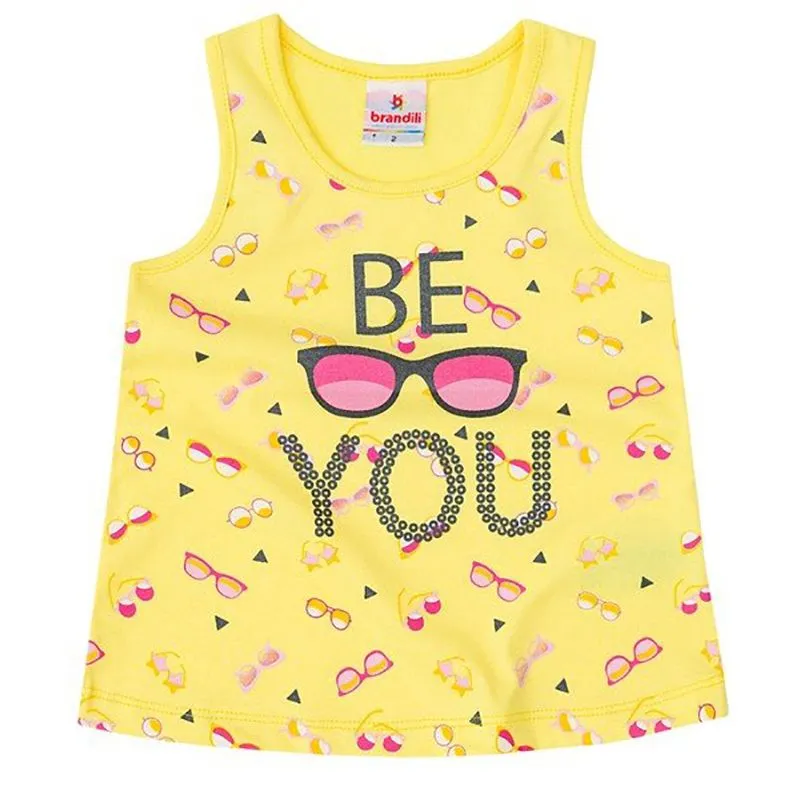 Blusa Infantil Menina Com Estampa Óculos 1/3 - 32809-AMARELA-3