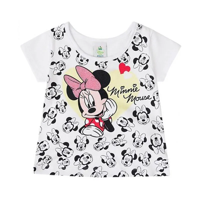 Blusa Brandili Bebê Menina Verão com Estampa Corrida Minnie ® P/G - 32922-BRANCO-MB